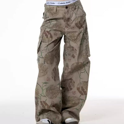 Pantalones Casuales Estilo Hot Girl con Estampado Floral y Bolsillos Grandes - Image 5