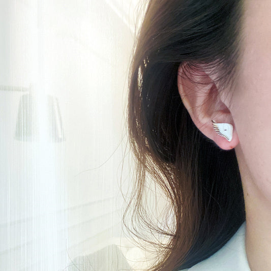 Aretes de Pareja Cerámica y Plata 925 Unisex Blanco y Negro