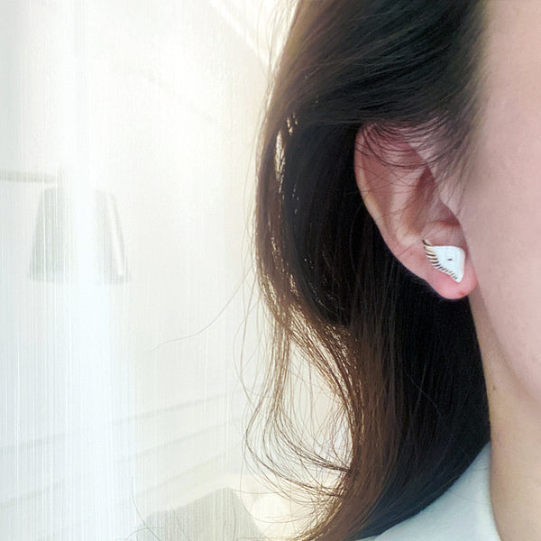 Aretes de Pareja Cerámica y Plata 925 Unisex Blanco y Negro