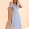 Vestido Estampado con Espalda Descubierta y Abertura Lateral