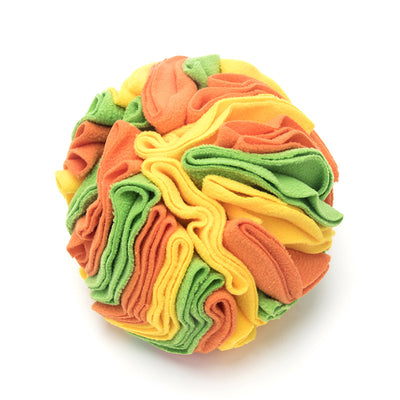 Pet sniffing pad in a ball shape, made of soft polar fleece in shades of pink, purple, and white, for dogs. - Image 16