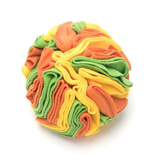 Pet sniffing pad in a ball shape, made of soft polar fleece in shades of pink, purple, and white, for dogs. - Image 16