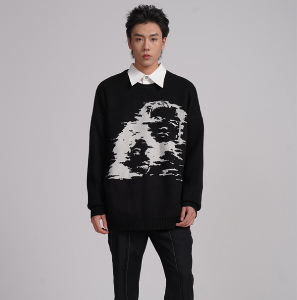 Suéter Pullover Oversized de Jacquard Grueso para Hombre