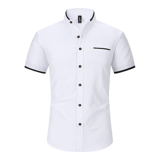 Camisa de Cuello Mao Manga Corta para Hombre - Image 3