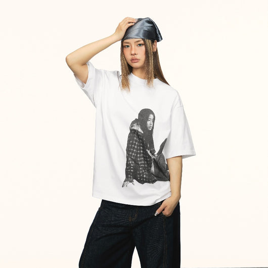 Camiseta Suelta Retro con Estampado de Retrato para Mujer - Image 12