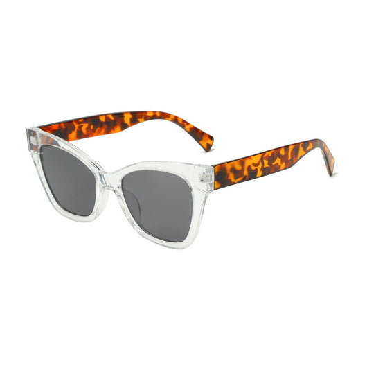Fashion sunglasses with clear oval frames, dark gray lenses, and tortoise shell patterned temples. - Image 18