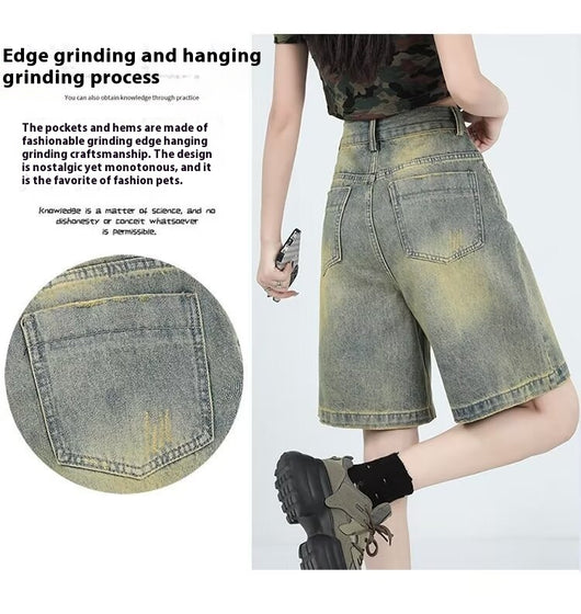 Shorts Denim Retro Lavado para Mujer - Estilo Casual Versátil - Image 9