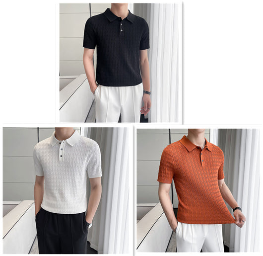 Camiseta Ejecutiva Jacquard de Manga Corta para Hombre - Image 16