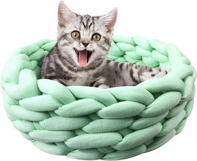 Cama Redonda Tejida para Gatos - Nido Boho de Algodón Cómodo - Image 4
