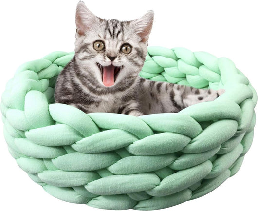 Cama Redonda Tejida para Gatos - Nido Boho de Algodón Cómodo - Image 4