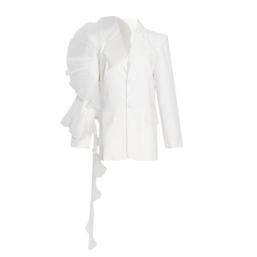 Chaqueta Mesh Suelta con Volantes - Estilo Casual Moderno - Image 5