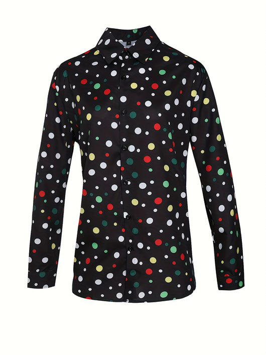 Camisa Manga Larga con Lunares para Hombres y Adolescentes - Image 2