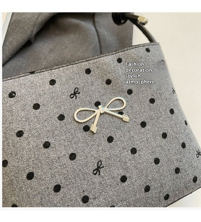 Bolsa Crossbody de Lona con Lunares y Moño Fashion - Image 14