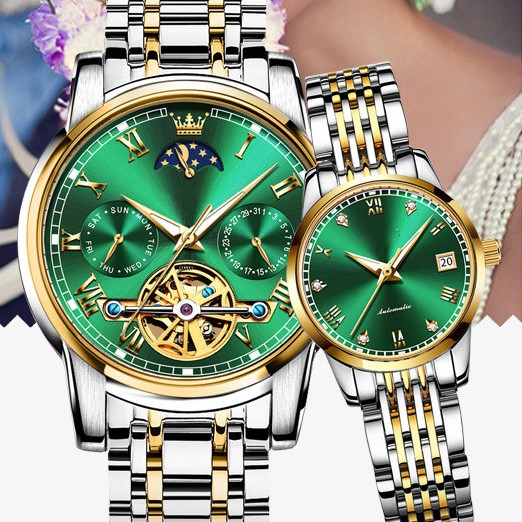Pareja de Relojes Mecánicos Automáticos Sincronizados