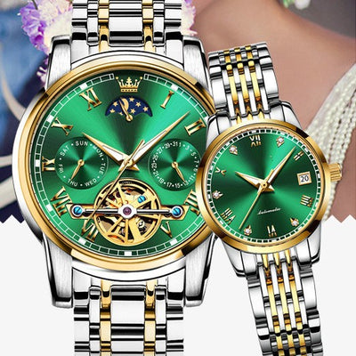 Pareja de Relojes Mecánicos Automáticos Sincronizados