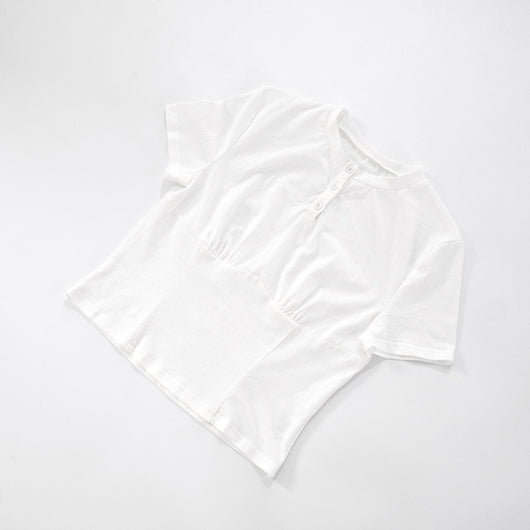 Blusa Básica para Mujer con Cuello Redondo, Botones y Hombros Caídos - Image 26