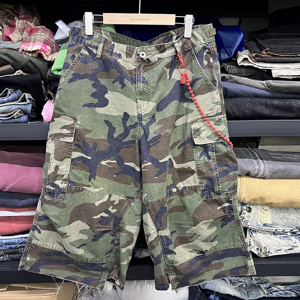 Pantalones Cargo Camuflaje Cropped Deconstruidos para Hombre