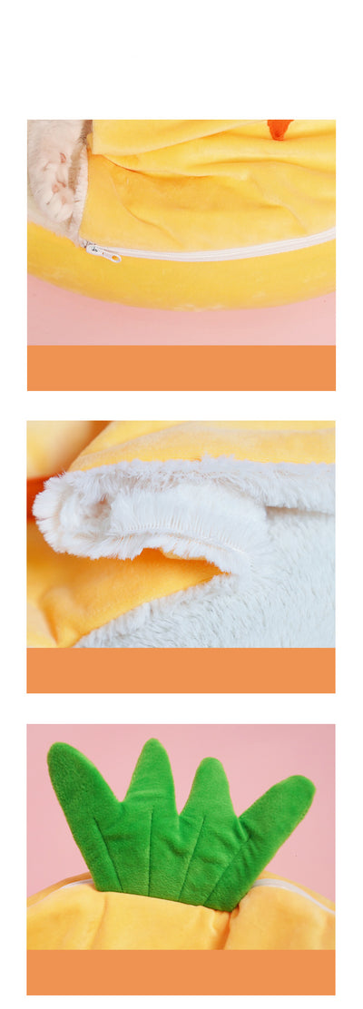 Cama Nido para Gatos Semiencerrada con Bolsa Térmica Extraíble - Zanahoria - Image 11