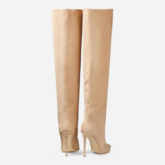 Botas Stiletto Sobre la Rodilla en Gamuza Amarillo y Azul - Tallas Grandes Mujer - Image 7