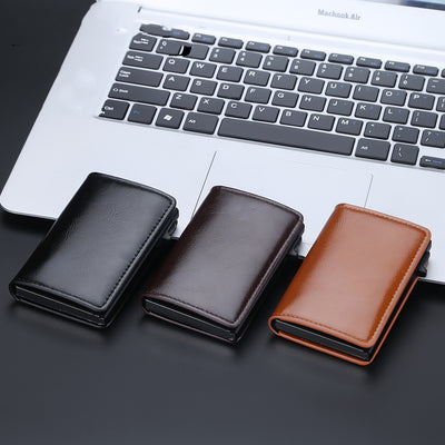Cartera Minimalista de Cuero Engrasado con Protección Antimagnética