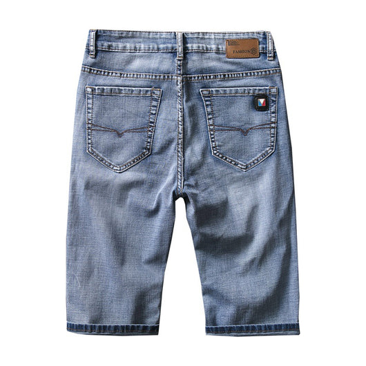 Pantalones Cortos Denim Slim con Bolsillos Oblicuos para Hombre - Image 16