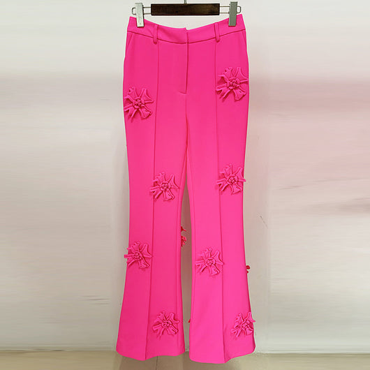 Pantalón de Vestir con Flores 3D - Diseño Industrial Moderno - Image 2