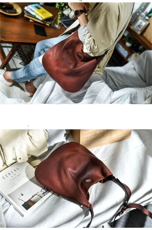 Bolsa Mensajera de Cuero Retro para Literatura y Arte - Image 15