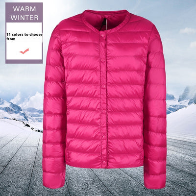 Chaqueta Acolchada Ligera Sin Cuello para Mujer - Abrigo Corto Versátil