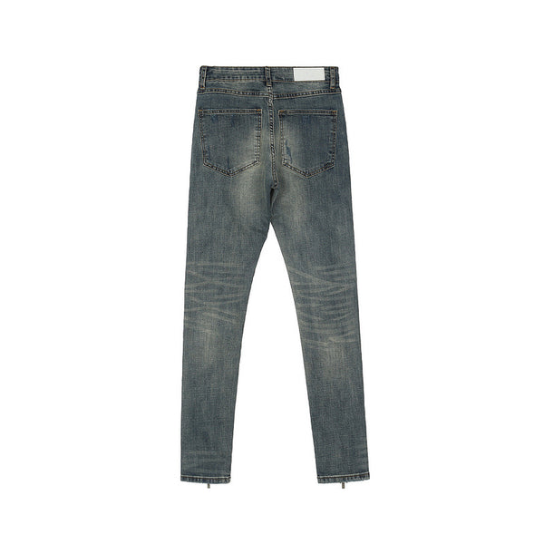 Pantalones Slim Fit Rotos con Cierre - Diseño Urbano Moderno