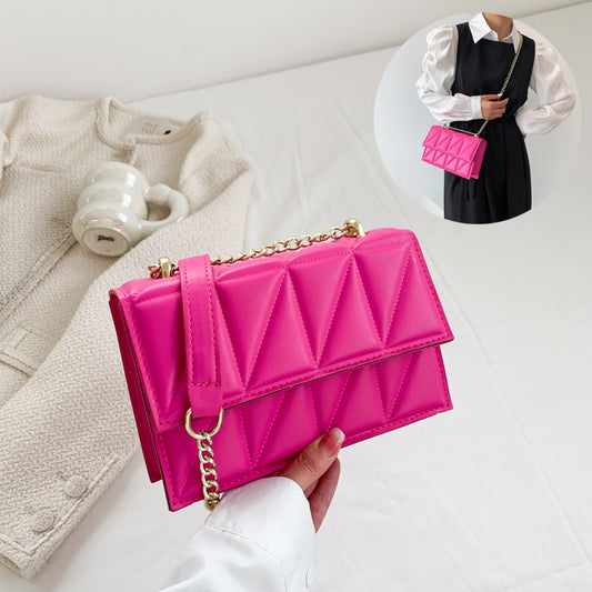 Bolso Bandolera Cuadrado con Cadena - Cartera de Moda Compacta