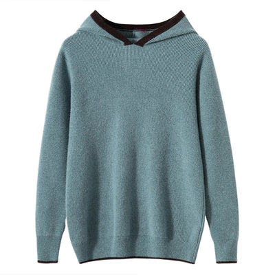 Suéter de Cachemira Holgado con Agujas Contraste para Hombre - Image 4