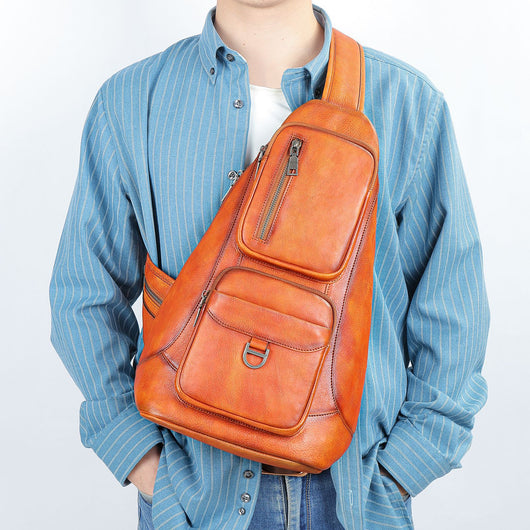 Bolsa de Pecho Cuero Genuino Gran Capacidad Messenger Crossbody Estilo Vintage - Image 2
