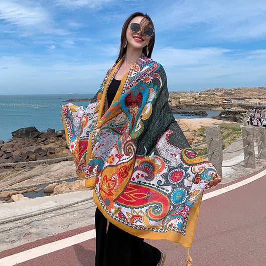 Pañoleta Étnica Oversized para Protección Solar y Estilo - Image 12