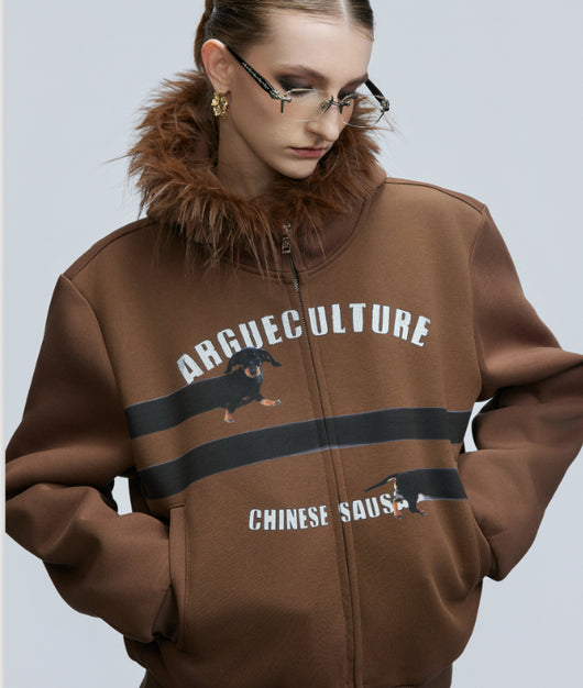 Cardigan Abrigo Retro con Cuello de Pelaje y Diseño Diamante Oversized - Image 15