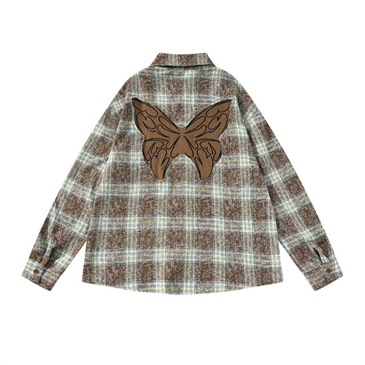 Camisa Cuadriculada Bordada de Manga Larga para Hombre Primavera Otoño - Image 9