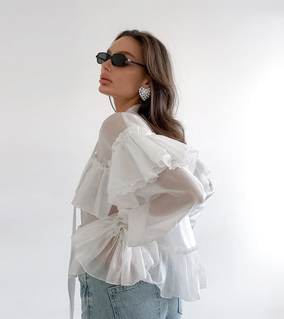 Blusa Elegante Estilo Francés con Cierre de Moño y Manga Larga - Image 10