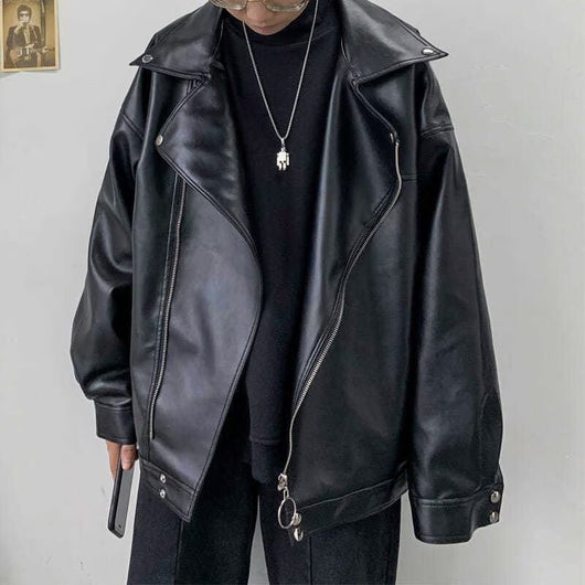 Chaqueta Biker Piloto de Cuero con Forro Polar - Corte Holgado Otoño Invierno - Image 10