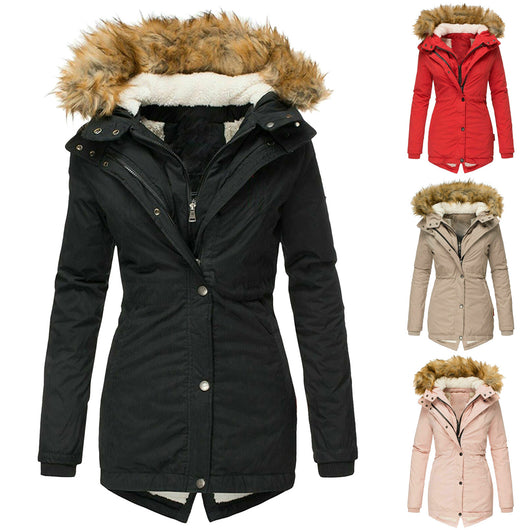 Chaqueta Slim Ajustada con Cuello de Pelaje Cálido y Cierre de Cremallera - Image 11