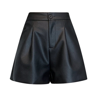 Pantalón de Cuero Marrón Cintura Alta Pierna Ancha Casual - Image 5