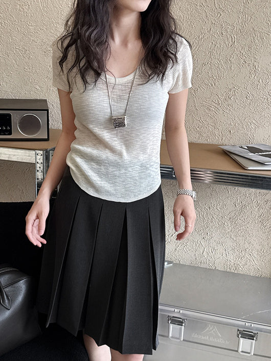 Camiseta Ajustada de Verano para Mujer - Cuello Redondo, Manga Corta y Cintura Definida - Image 24