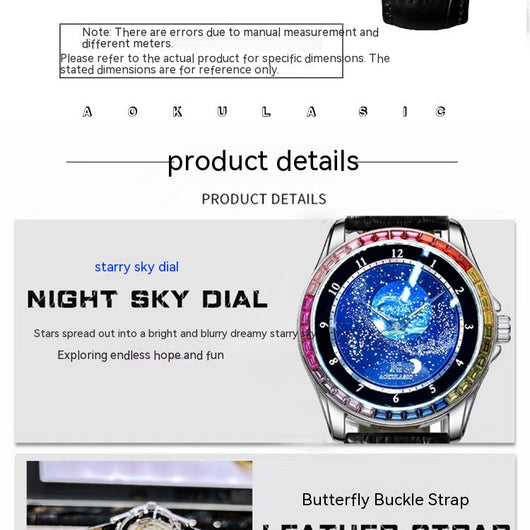 Reloj Mecánico Automático Hombre Cielo Estrellado con Cristales Luminosos Resistente al Agua - Image 7