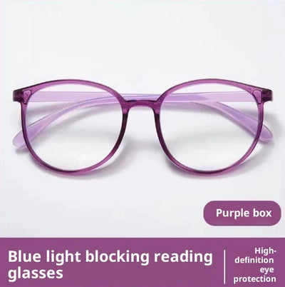 Black round frame reading glasses with blue light blocking lenses for high-definition eye protection. - Image 7
