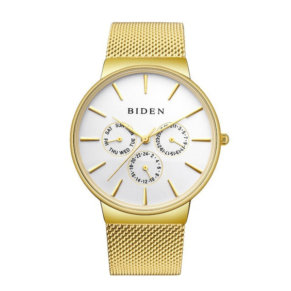 Reloj Hombre Calendario Malla Ultra Delgada