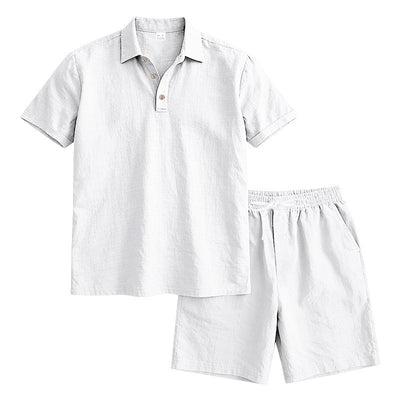 Conjunto de Shorts y Camiseta de Lino para Hombre - Ajuste Relajado - Image 25