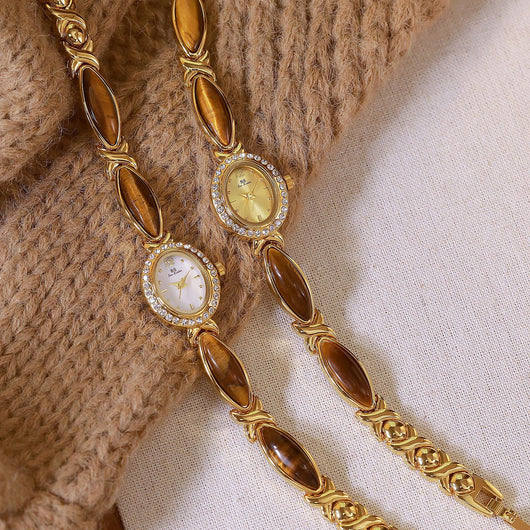 Reloj de Cadena Ojo de Tigre Natural - Diseño Vintage Clásico - Image 12