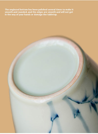 Frasco de Té Grande de Bambú Pintado a Mano con Detalles en Gris y Madera - Image 10