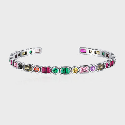 Pulsera Plata con Zircones Arcoíris Geométricos Vintage para Niña - Image 3