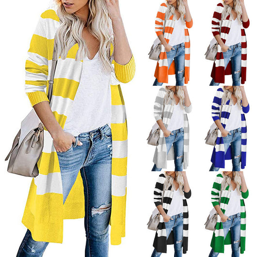 Cardigan de Punto con Rayas Contrastadas para Mujer - Image 17