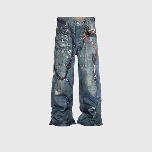 Pantalones Rectos Vintage Lavado Desgastado Unisex - Image 5