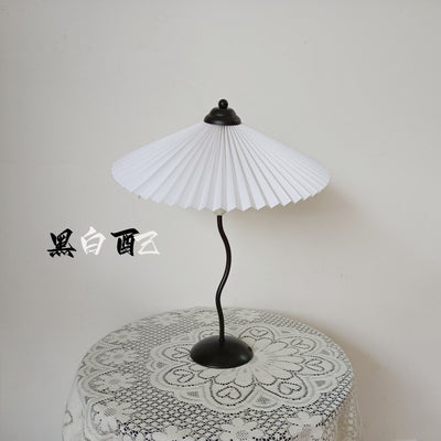 Lámpara Vintage de Mesita de Noche con Diseño Plisado Clásico - Image 3